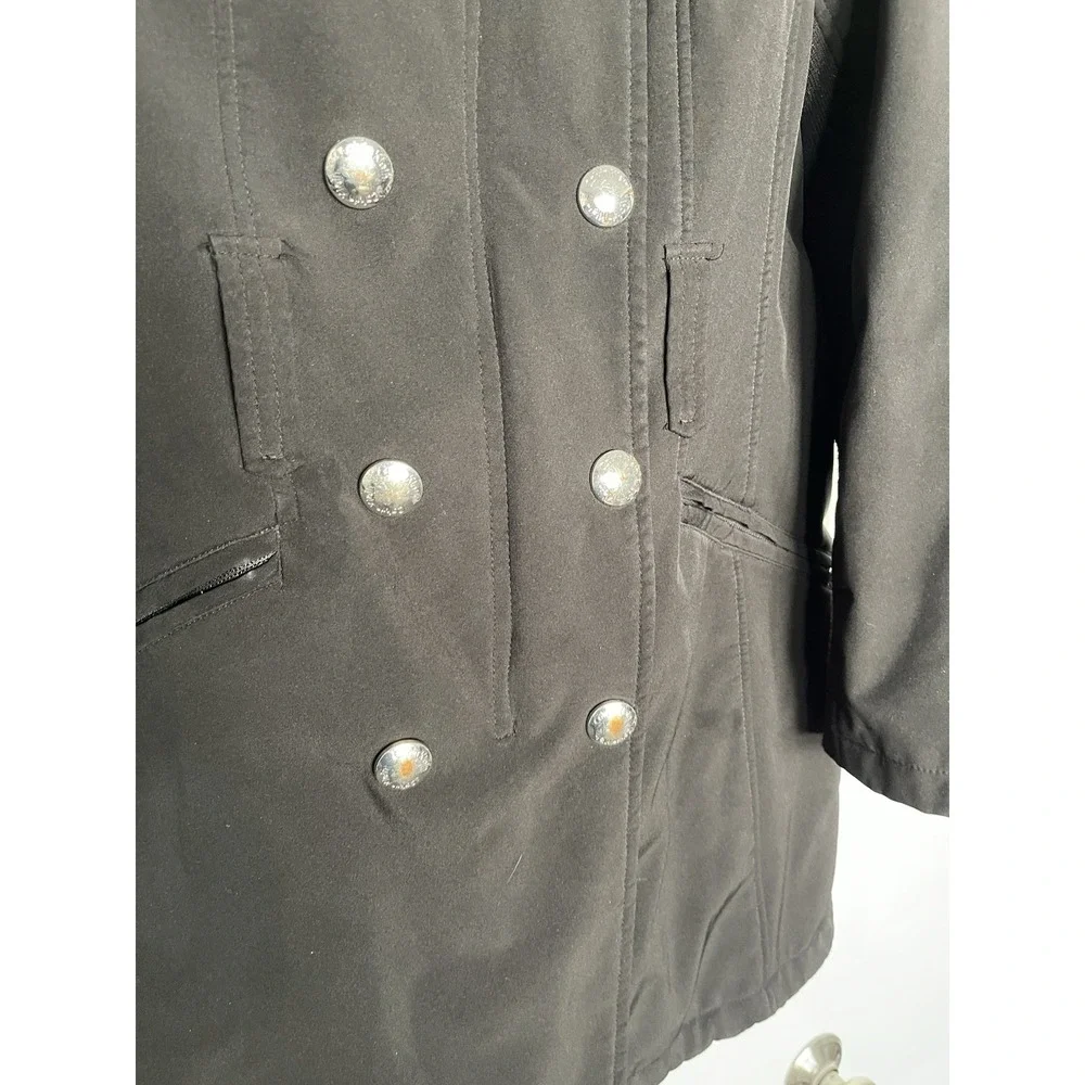 Calvin Klein Hooded Winter Coat Women's Size PM Black Mid-length Heavy Trench